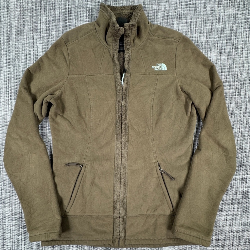 The North Face Womens XS Morningside Fleece Jacket Olive Brown Full Zip Pockets